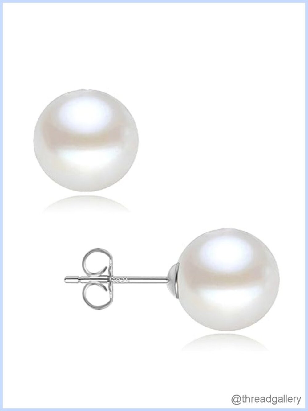 18K Gold Plated 925 Sterling Silver Shell Pearl Stud Earrings